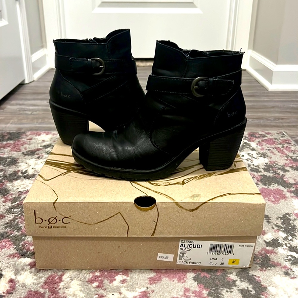 b.o.c. Black Leather Booties - EUC